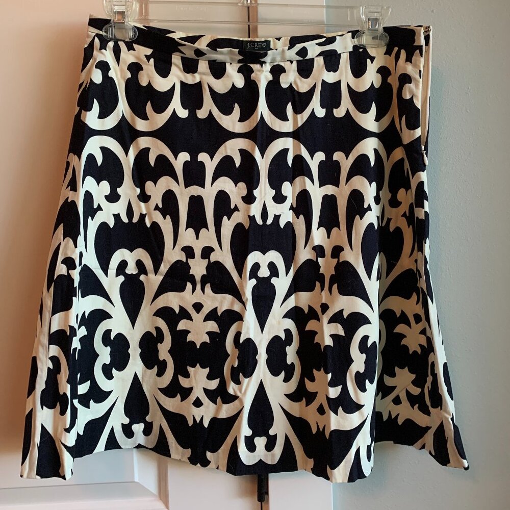 Vintage J Crew Cotton Skirt in Navy and Ivory | Size 8